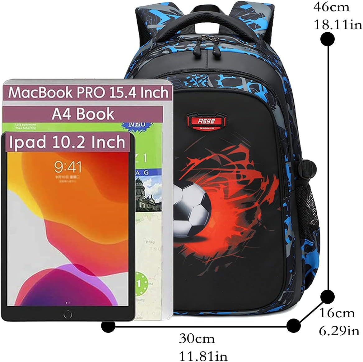 Backpack for School Boys Backpacks for Kids Camo Bookbag for Middle School Bags Waterproof Travel Back Pack (Blue)