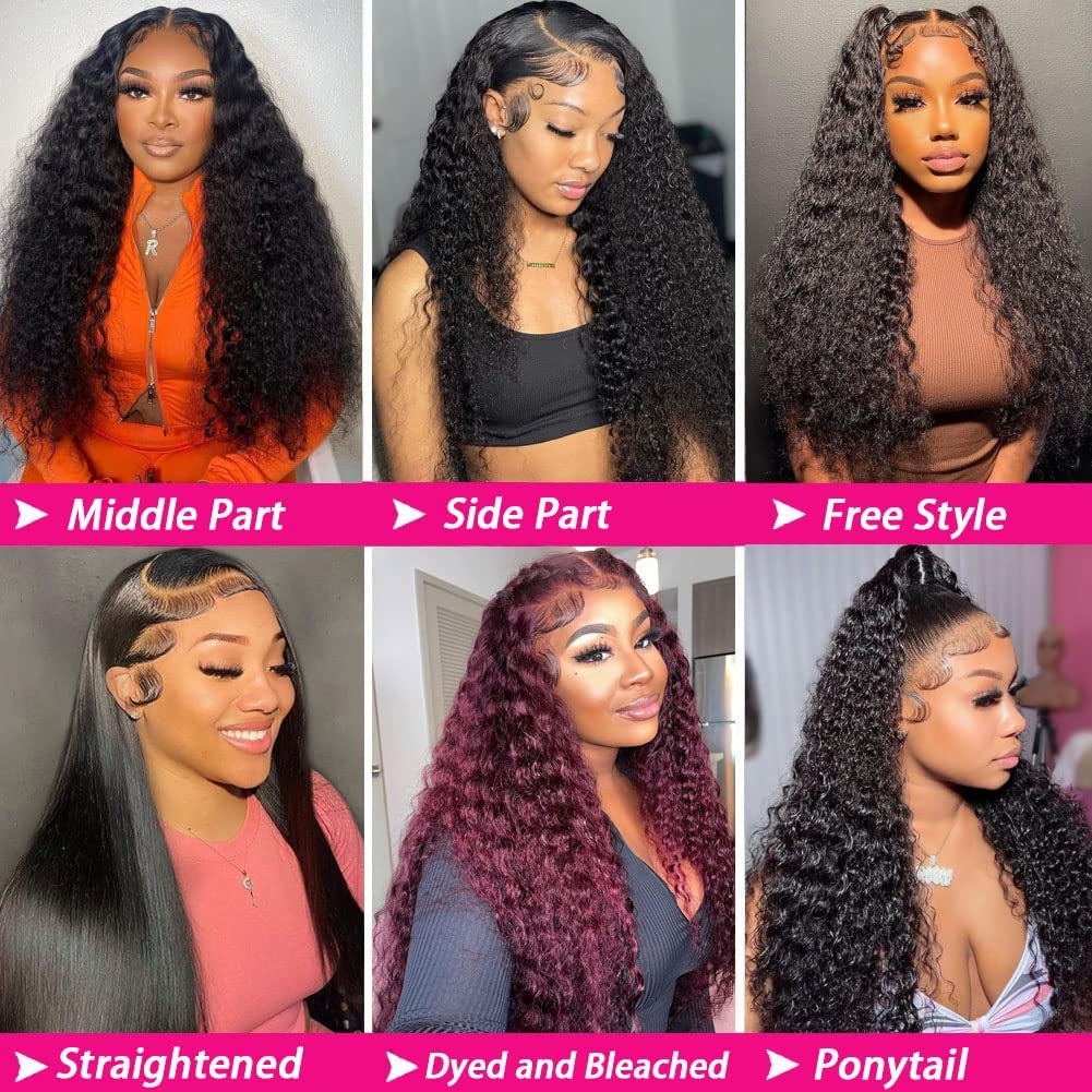 13X6 Curly Lace Front Wigs Human Hair Pre Plucked Brazilian Curly Wigs Human Hair for Women 200% Density 18 Inch