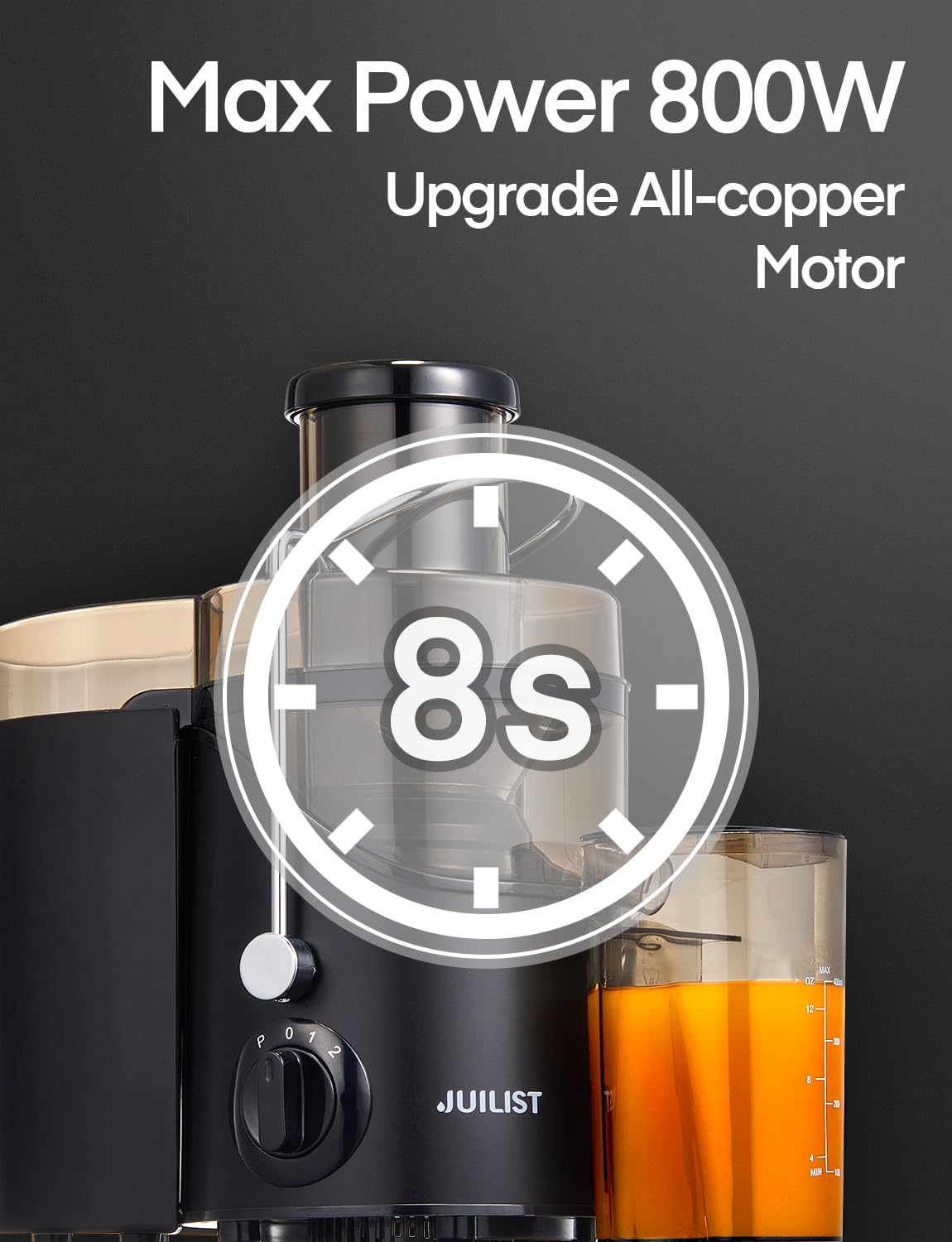 Juicer Machines, Juilist 3" Wide Mouth, Max 800W, 3-Speed 400W Easy-Clean