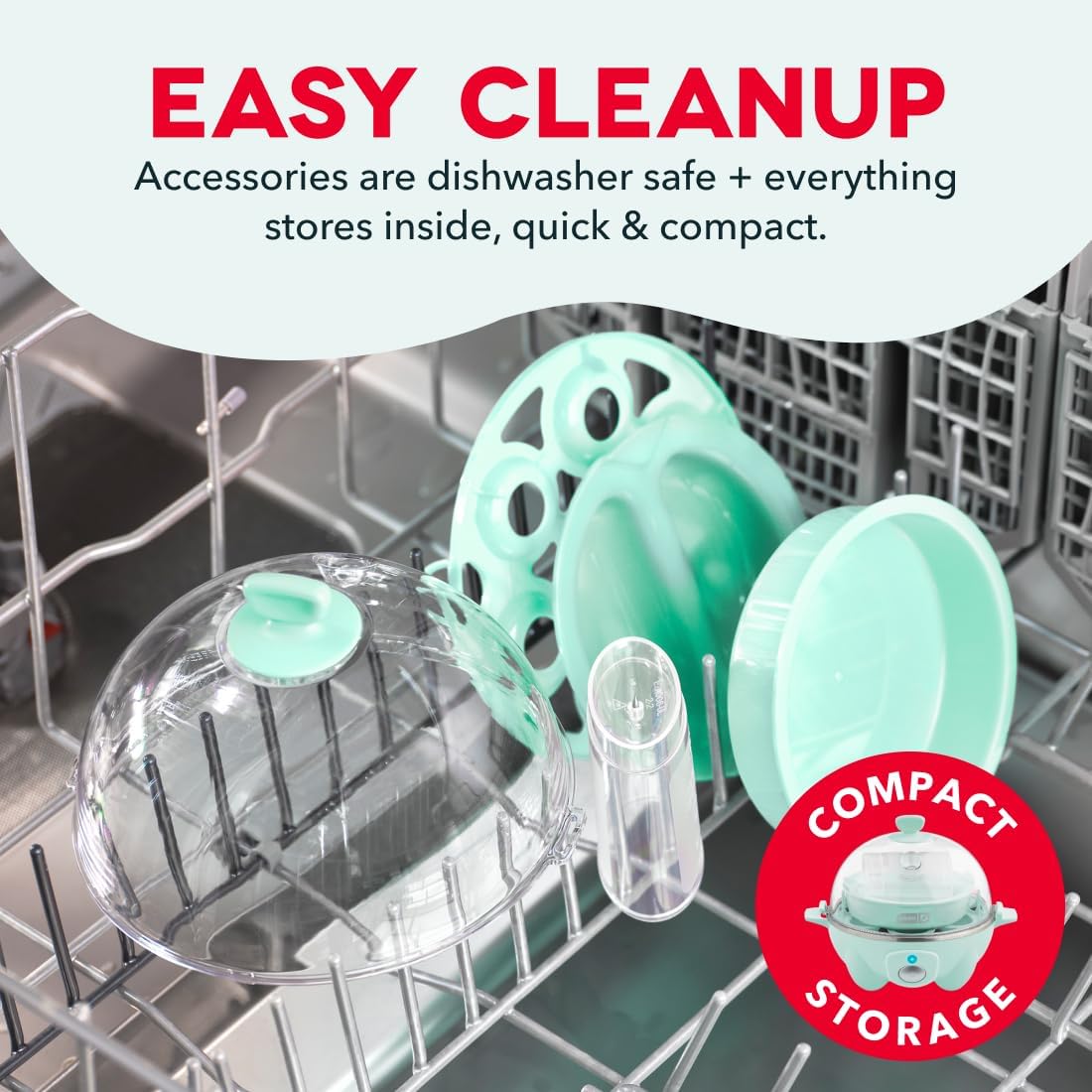 Dash Rapid Egg Cooker, 7 Hard Boiled Eggs, Aqua | Electric Egg Poacher