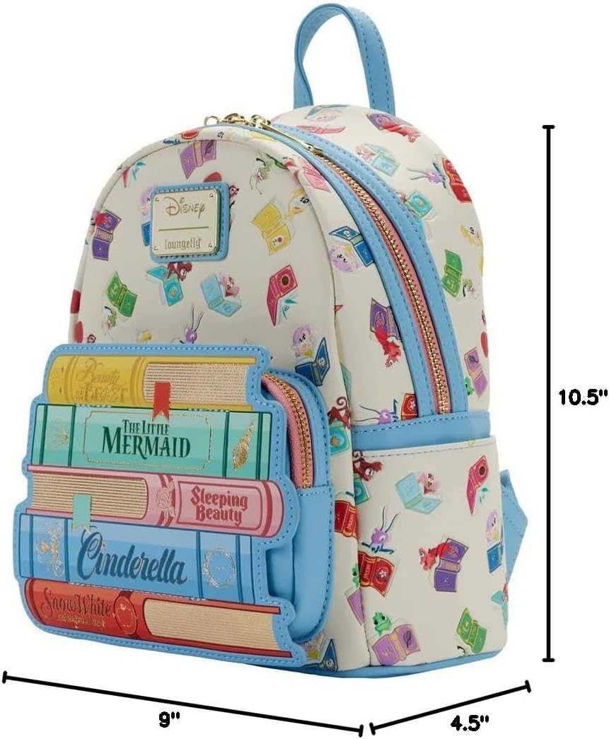 Loungefly Disney: Princess - Books Classics - Happily Ever After - Mini Backpack with Zipper Charm - Collectible Bags