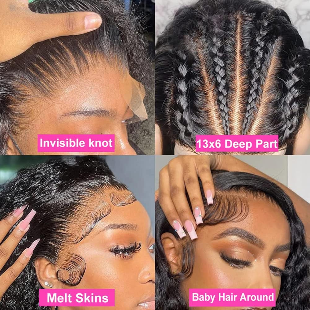 13X6 Curly Lace Front Wigs Human Hair Pre Plucked Brazilian Curly Wigs Human Hair for Women 200% Density 18 Inch