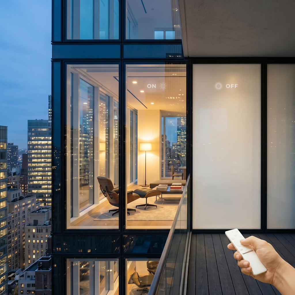 (8” x 12”) PDLC Smart Film for Windows, Switchable Electric Smart Film | Self-adhesive switchable smart film, smart glass film, smart window film, smart tint for home windows, electric privacy film