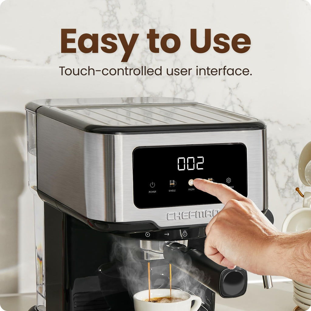 Chefman Crema Supreme 15 Bar Espresso Machine with Milk Frother