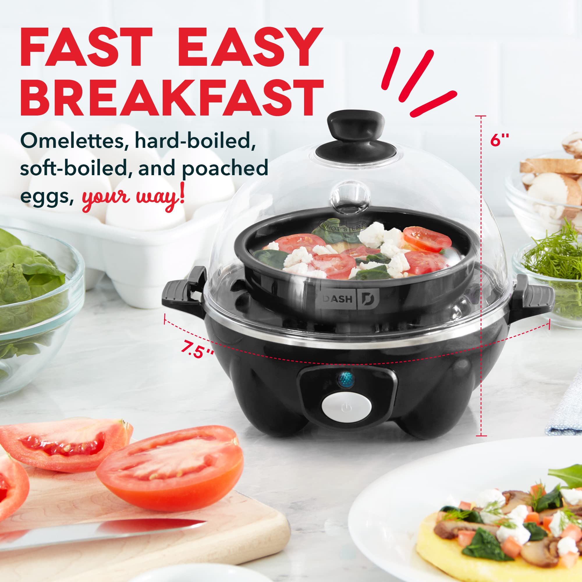 Dash Rapid Egg Cooker, 7 Hard Boiled Eggs, Aqua | Electric Egg Poacher