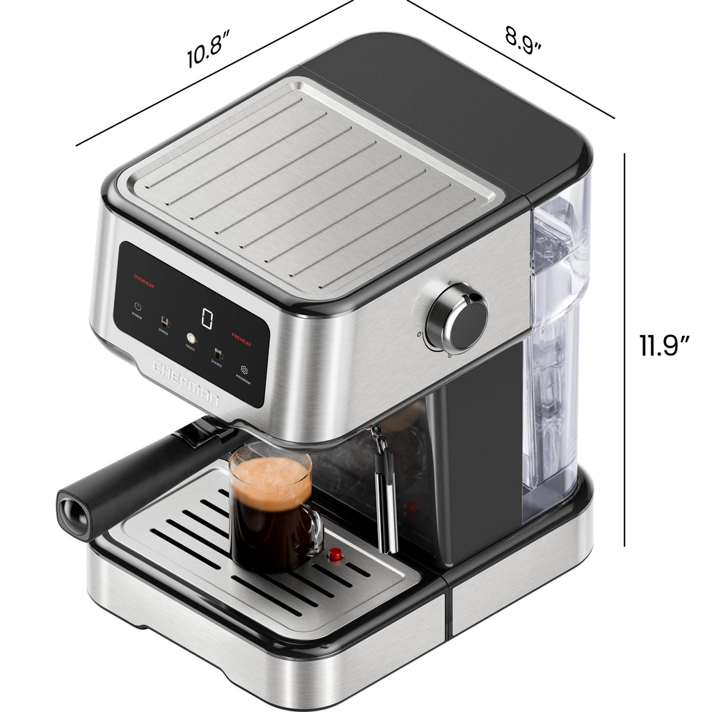 Chefman Crema Supreme 15 Bar Espresso Machine with Milk Frother