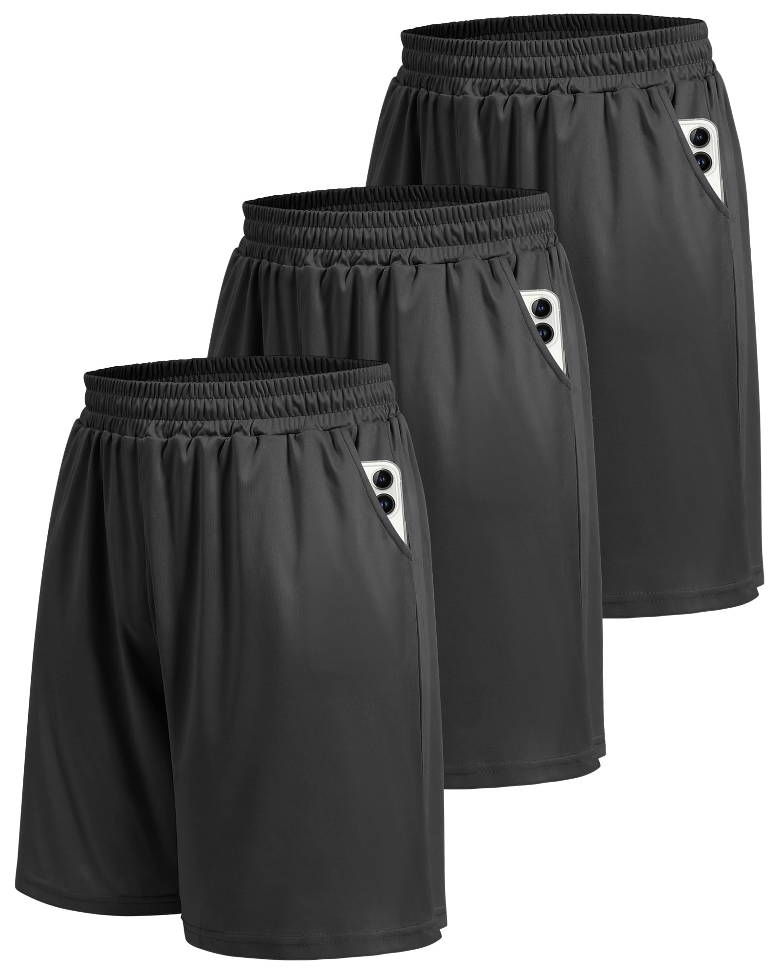 5 Pack Athletic Gym Mens Shorts - Workout Black Quick Dry Basketball Shorts | Running Fitness Clothing with Pockets for Casual Activewear,Soft Lightweight Breathable Elastic Waistband Sports Shorts