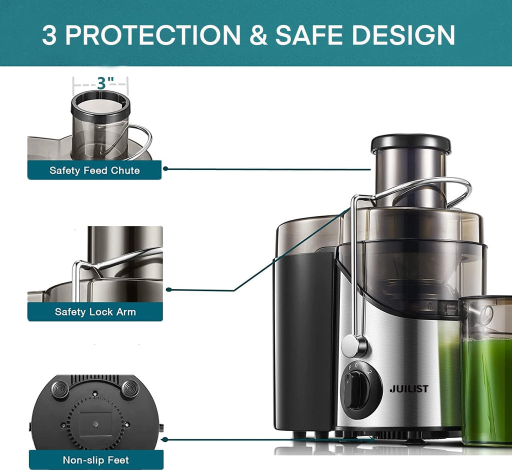 Juicer Machines, Juilist 3" Wide Mouth, Max 800W, 3-Speed 400W Easy-Clean
