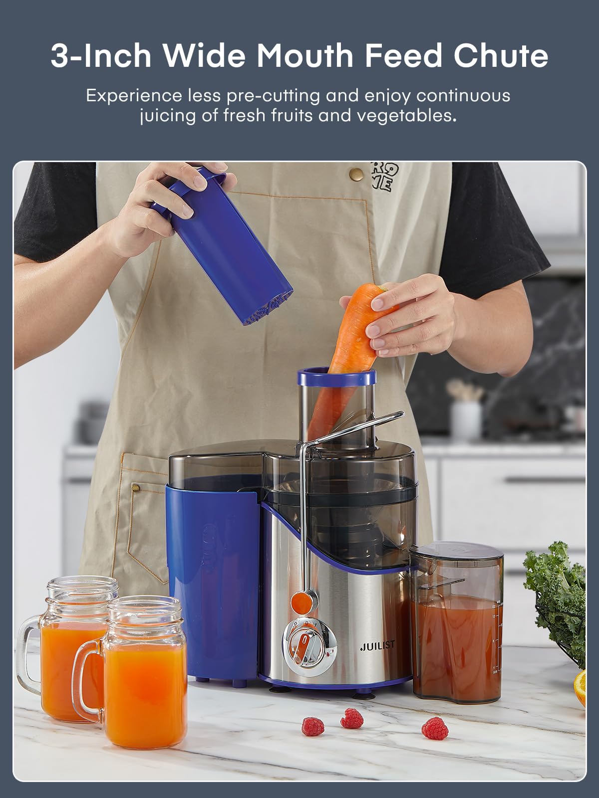 Juicer Machines, Juilist 3" Wide Mouth, Max 800W, 3-Speed 400W Easy-Clean