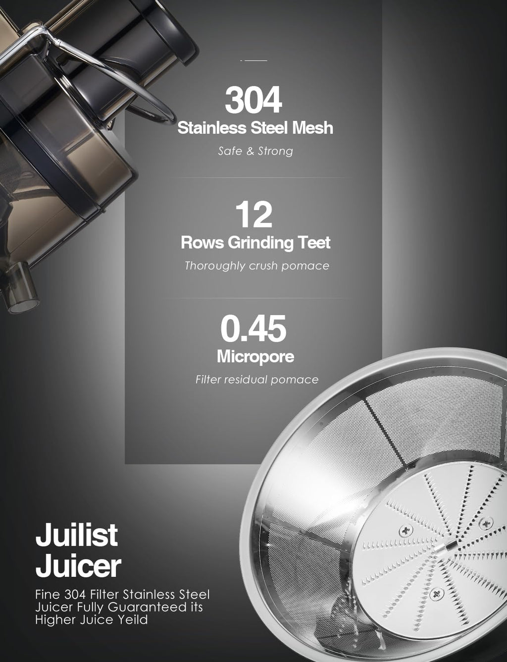 Juicer Machines, Juilist 3" Wide Mouth, Max 800W, 3-Speed 400W Easy-Clean