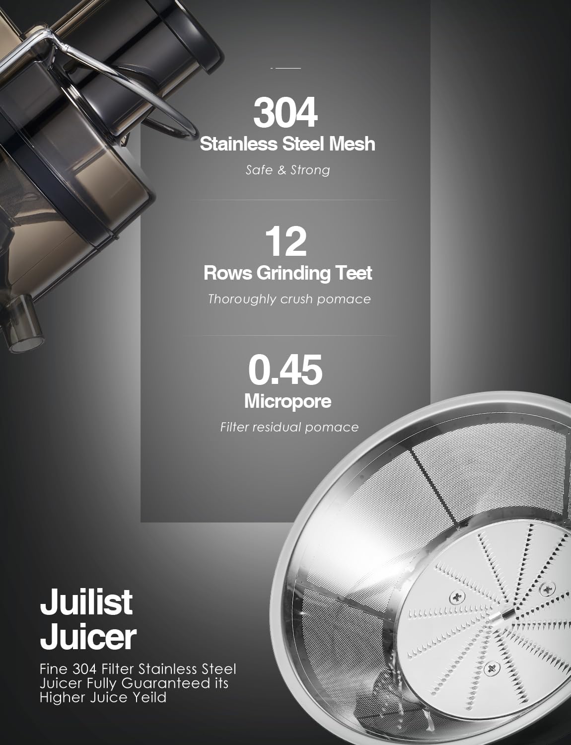 Juicer Machines, Juilist 3" Wide Mouth, Max 800W, 3-Speed 400W Easy-Clean