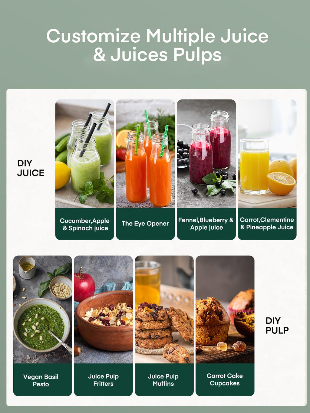 Juicer Machines, Juilist 3" Wide Mouth, Max 800W, 3-Speed 400W Easy-Clean