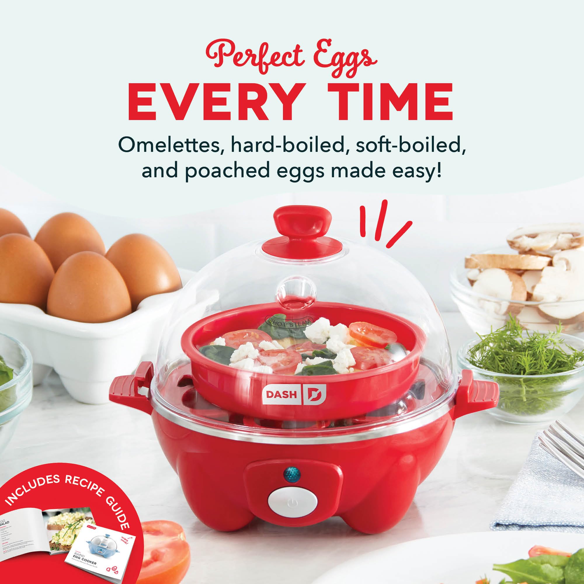 Dash Rapid Egg Cooker, 7 Hard Boiled Eggs, Aqua | Electric Egg Poacher