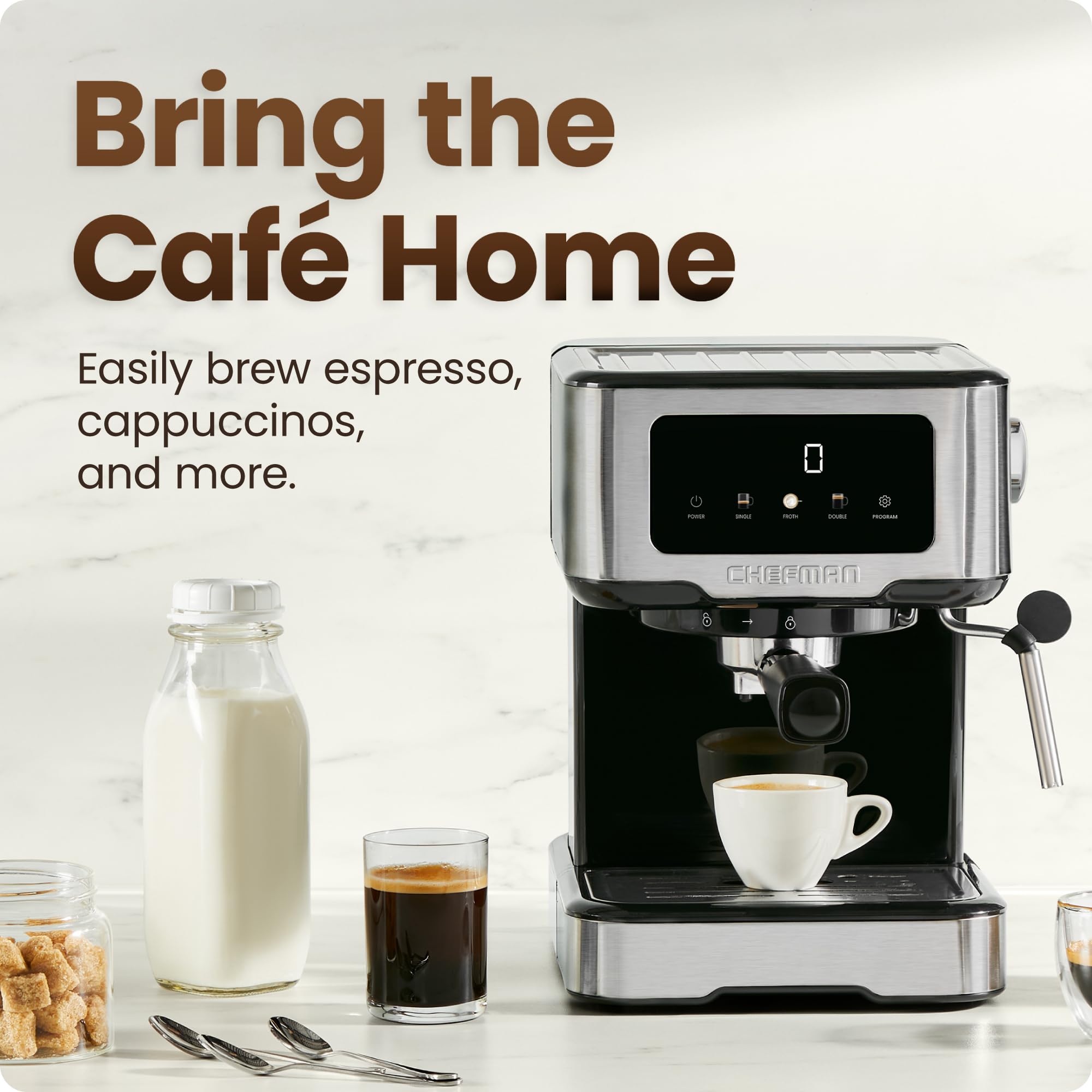 Chefman Crema Supreme 15 Bar Espresso Machine with Milk Frother