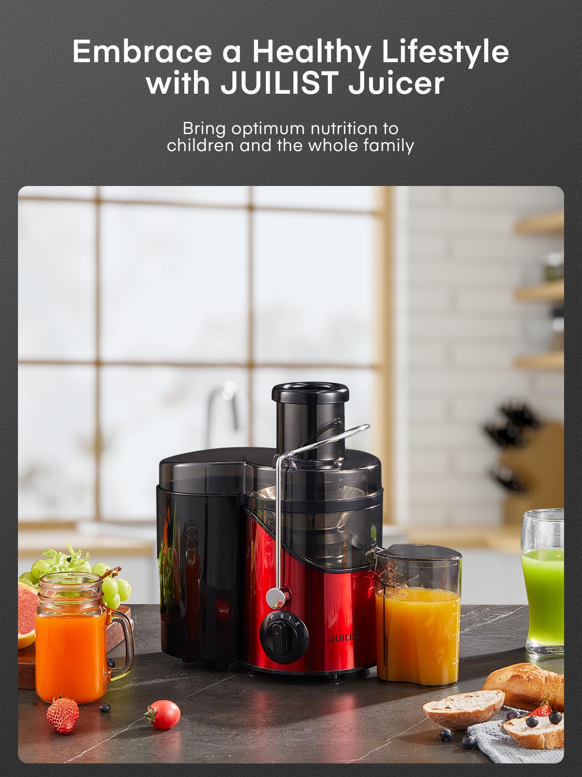 Juicer Machines, Juilist 3" Wide Mouth, Max 800W, 3-Speed 400W Easy-Clean