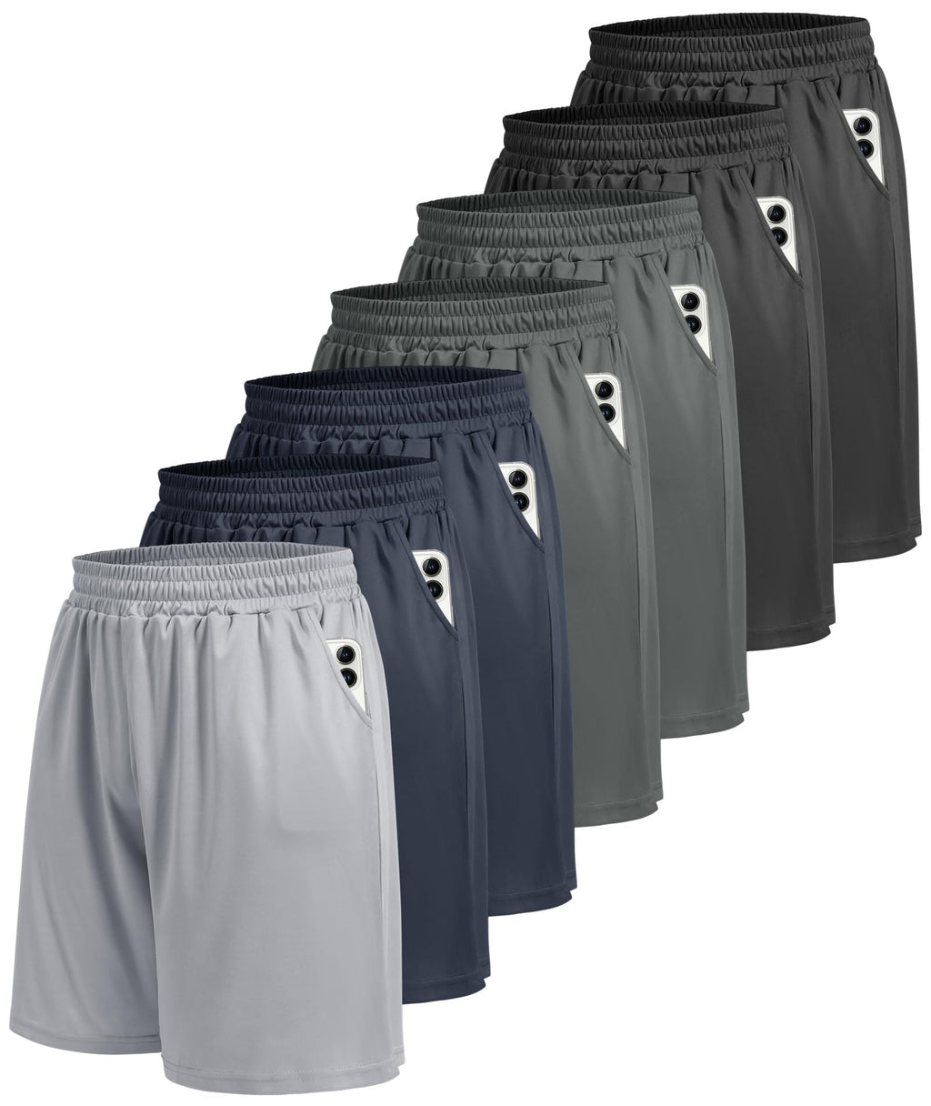 5 Pack Athletic Gym Mens Shorts - Workout Black Quick Dry Basketball Shorts | Running Fitness Clothing with Pockets for Casual Activewear,Soft Lightweight Breathable Elastic Waistband Sports Shorts
