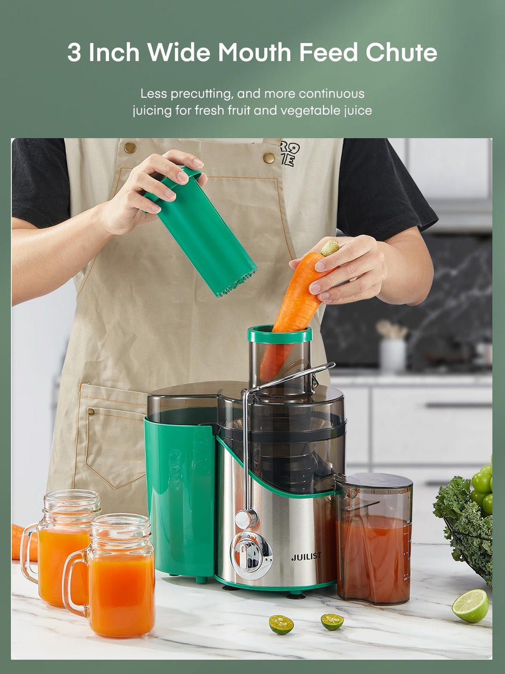 Juicer Machines, Juilist 3" Wide Mouth, Max 800W, 3-Speed 400W Easy-Clean
