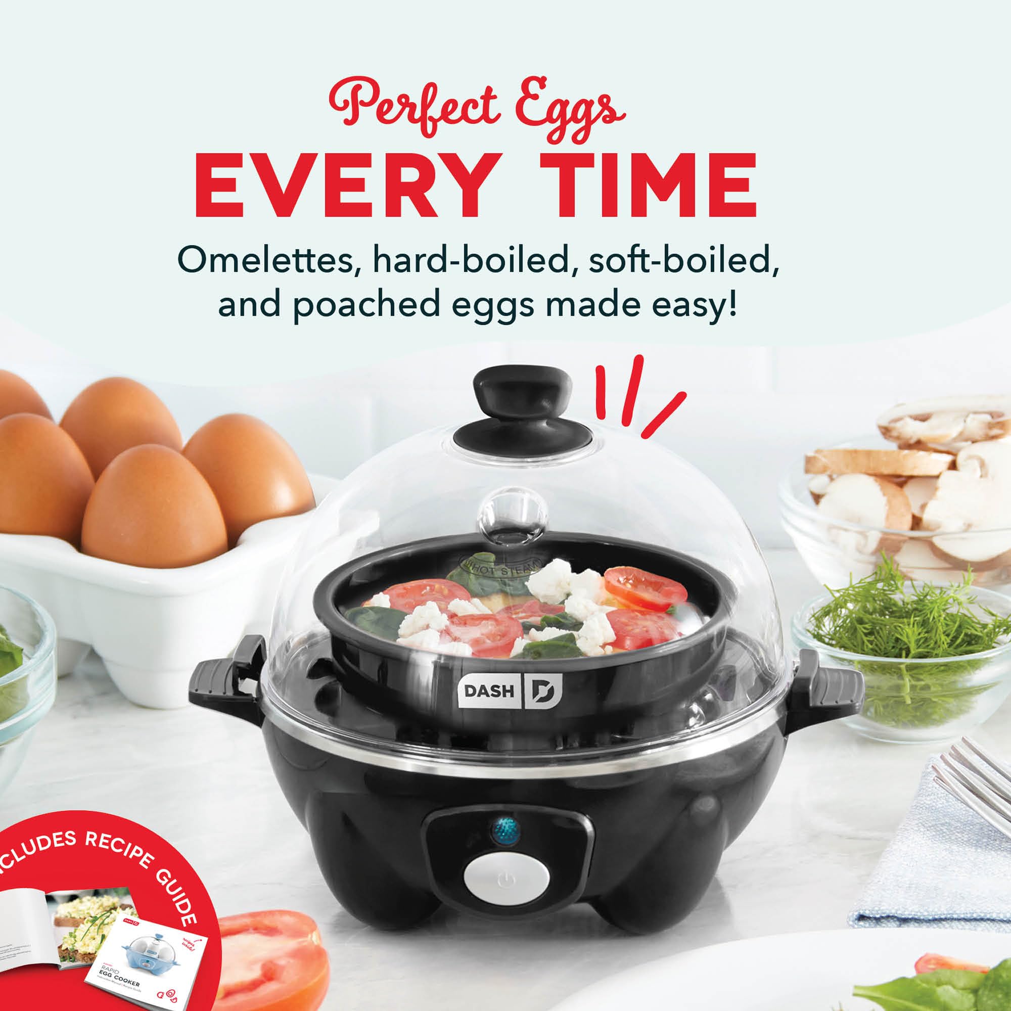 Dash Rapid Egg Cooker, 7 Hard Boiled Eggs, Aqua | Electric Egg Poacher