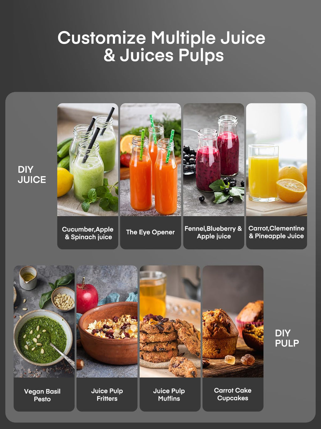 Juicer Machines, Juilist 3" Wide Mouth, Max 800W, 3-Speed 400W Easy-Clean