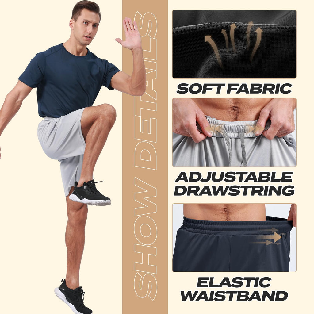 5 Pack Athletic Gym Mens Shorts - Workout Black Quick Dry Basketball Shorts | Running Fitness Clothing with Pockets for Casual Activewear,Soft Lightweight Breathable Elastic Waistband Sports Shorts