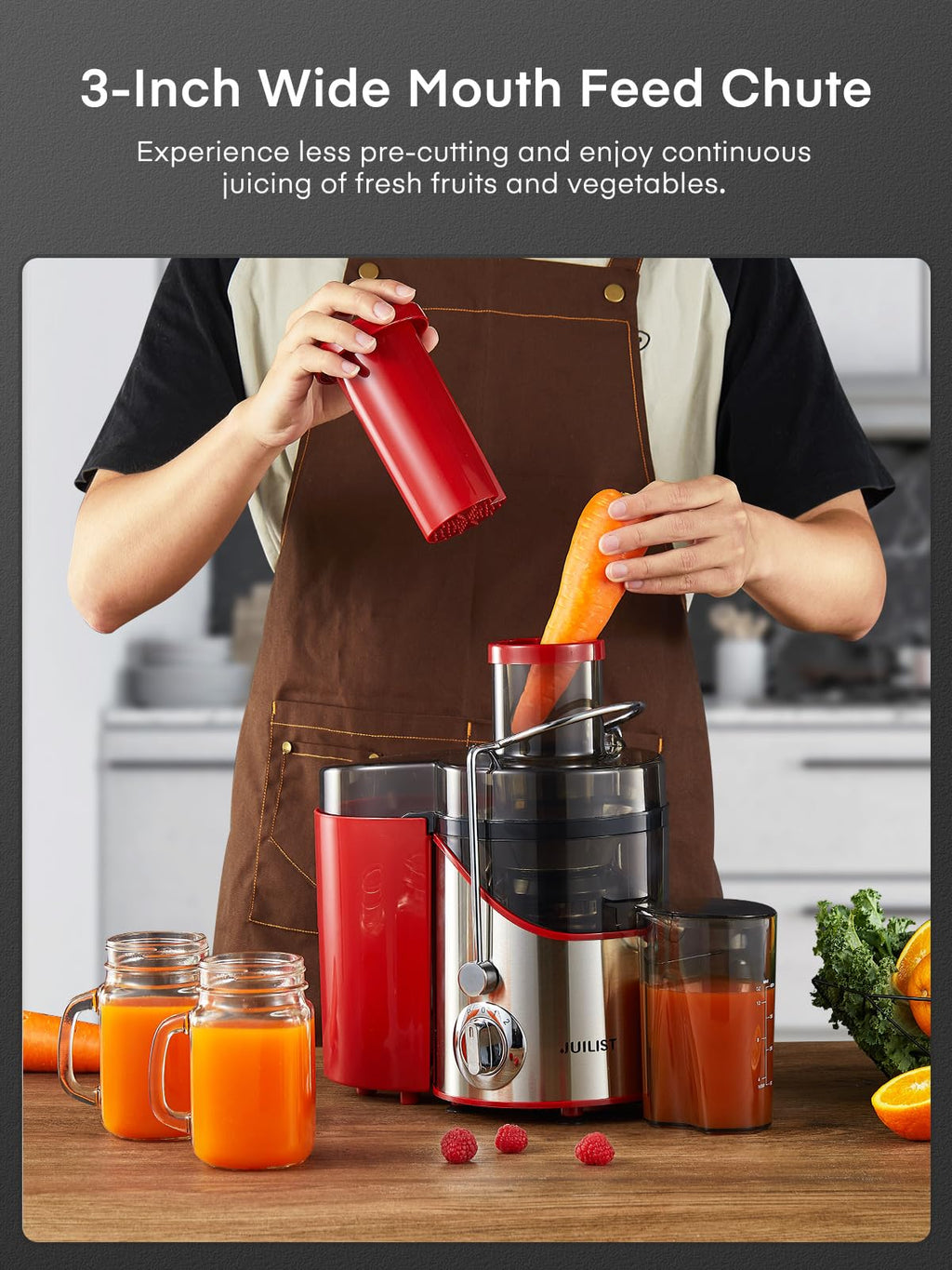 Juicer Machines, Juilist 3" Wide Mouth, Max 800W, 3-Speed 400W Easy-Clean