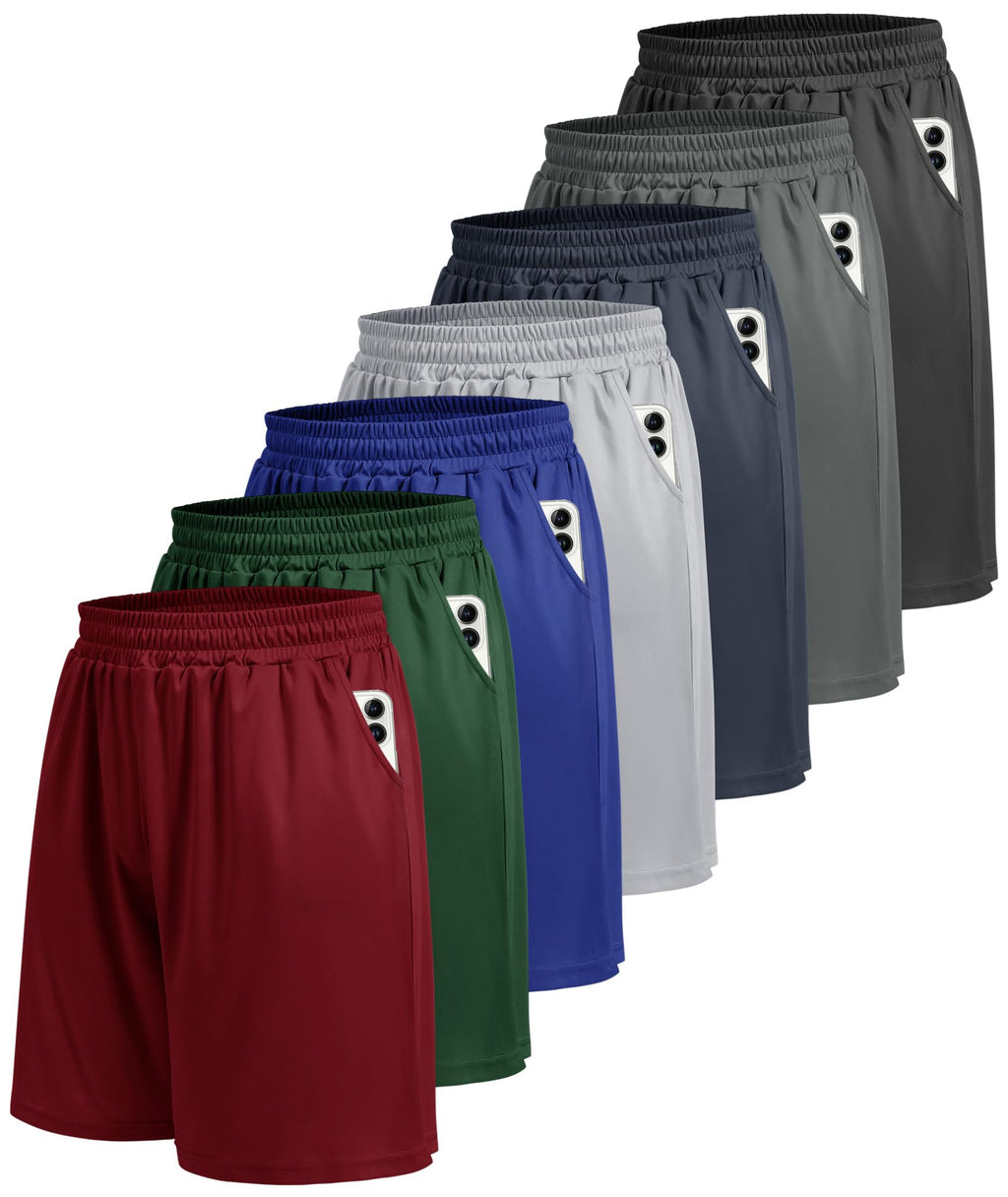 5 Pack Athletic Gym Mens Shorts - Workout Black Quick Dry Basketball Shorts | Running Fitness Clothing with Pockets for Casual Activewear,Soft Lightweight Breathable Elastic Waistband Sports Shorts
