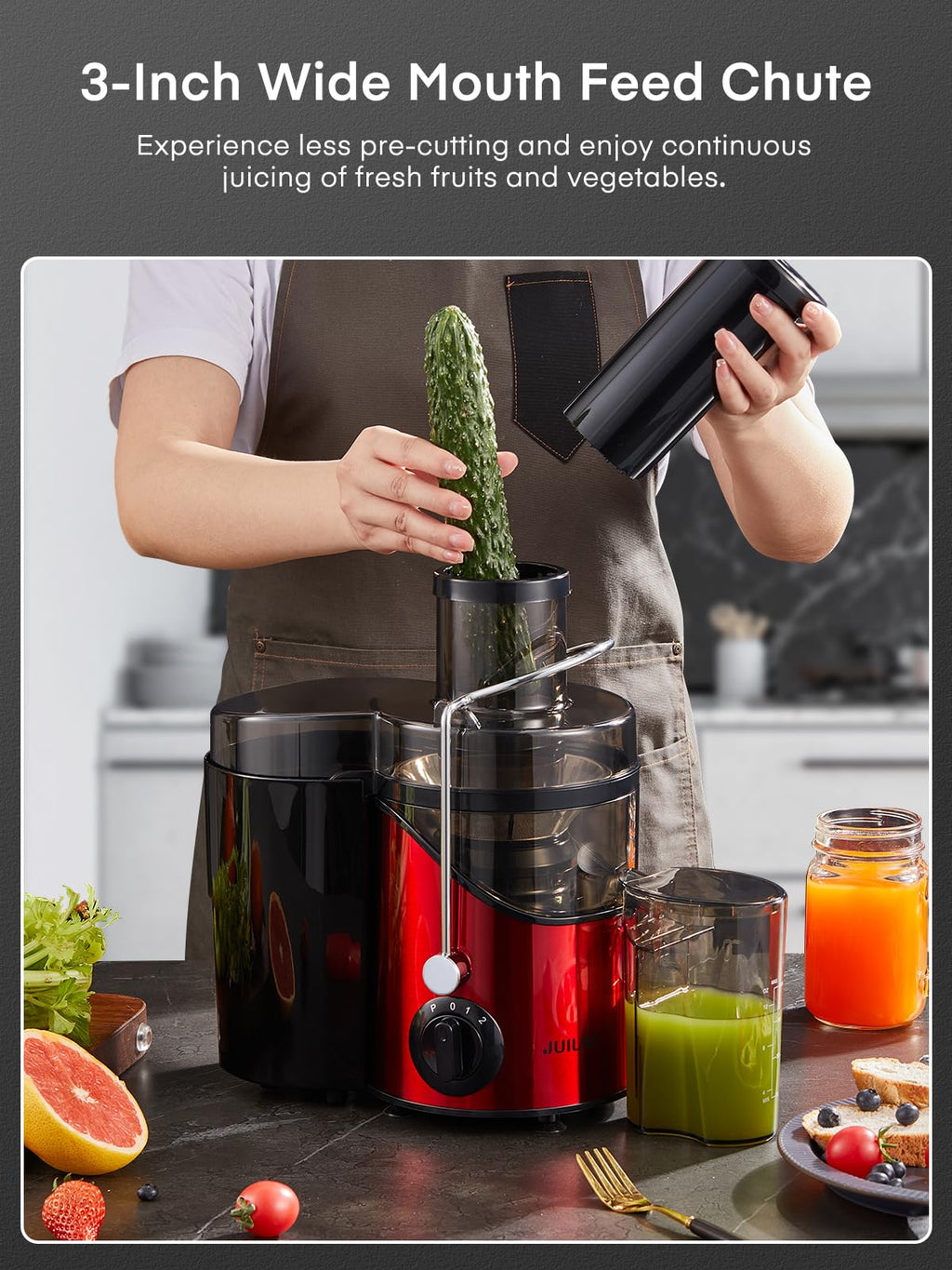 Juicer Machines, Juilist 3" Wide Mouth, Max 800W, 3-Speed 400W Easy-Clean