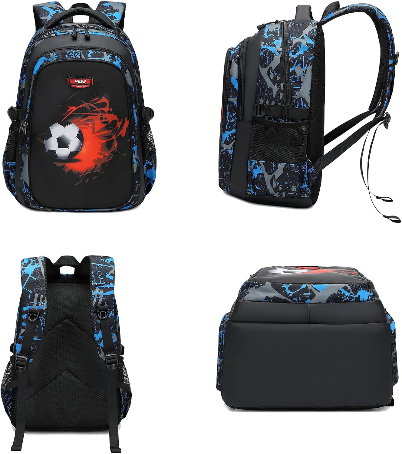 Backpack for School Boys Backpacks for Kids Camo Bookbag for Middle School Bags Waterproof Travel Back Pack (Blue)