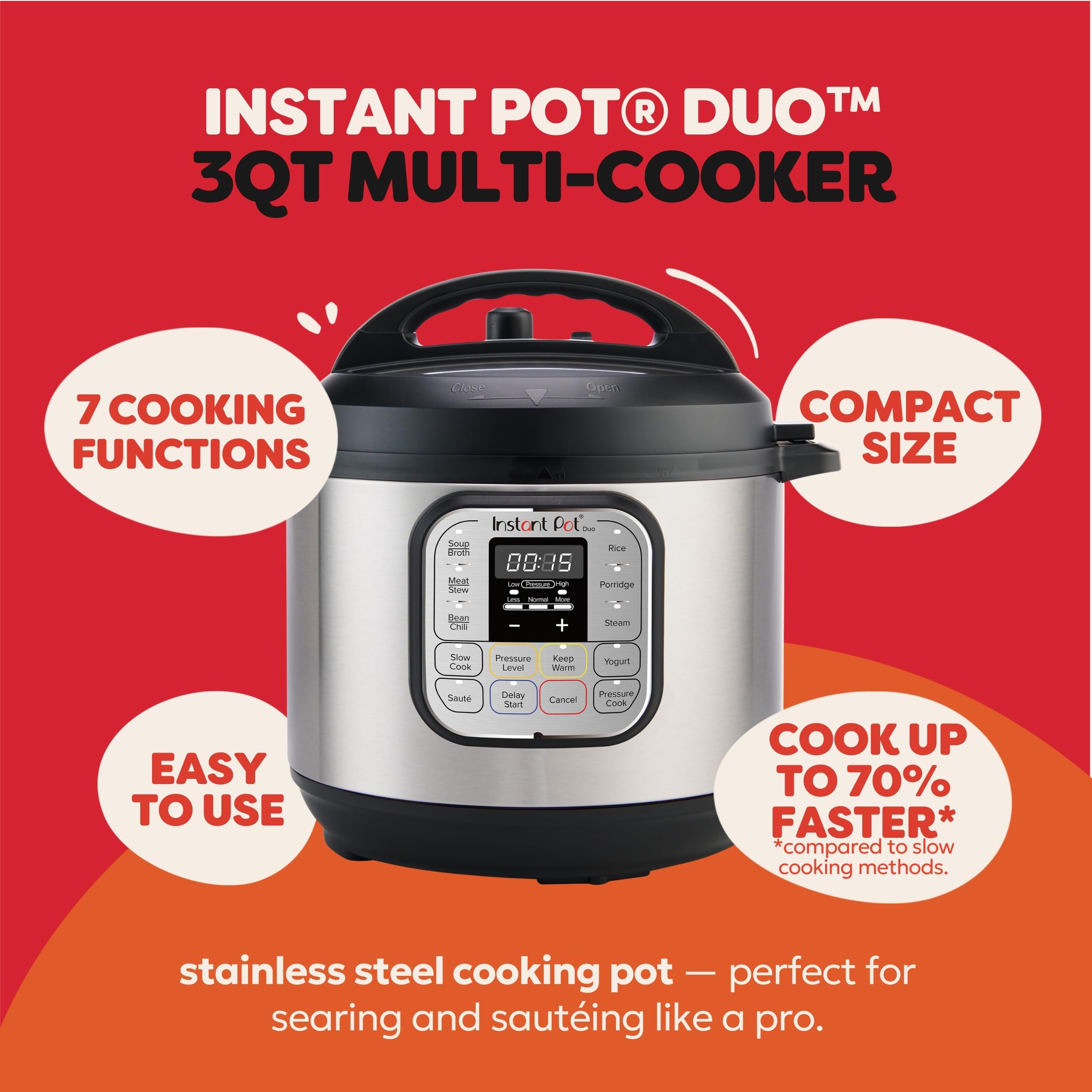 Instant Pot Duo 7-in-1 Electric Pressure Cooker, Slow Cooker, Rice