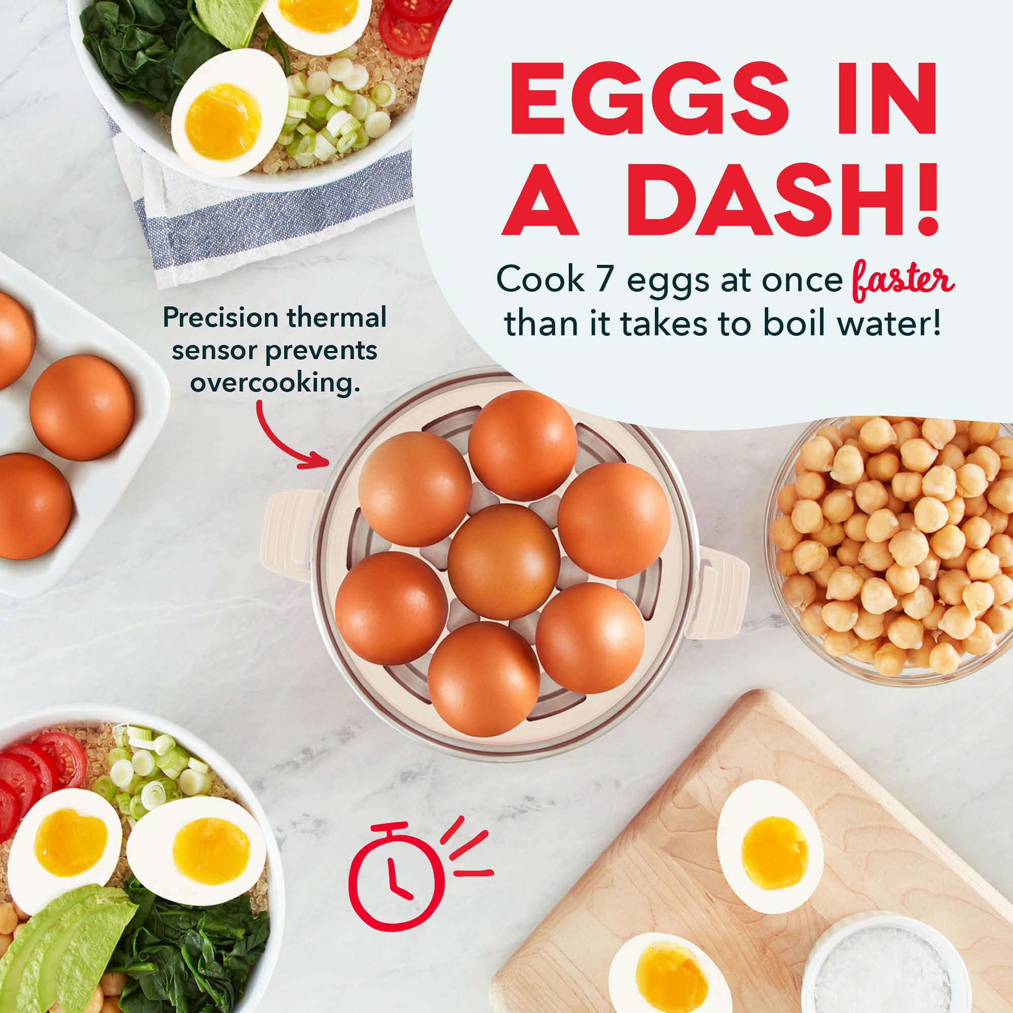 Dash Rapid Egg Cooker, 7 Hard Boiled Eggs, Aqua | Electric Egg Poacher