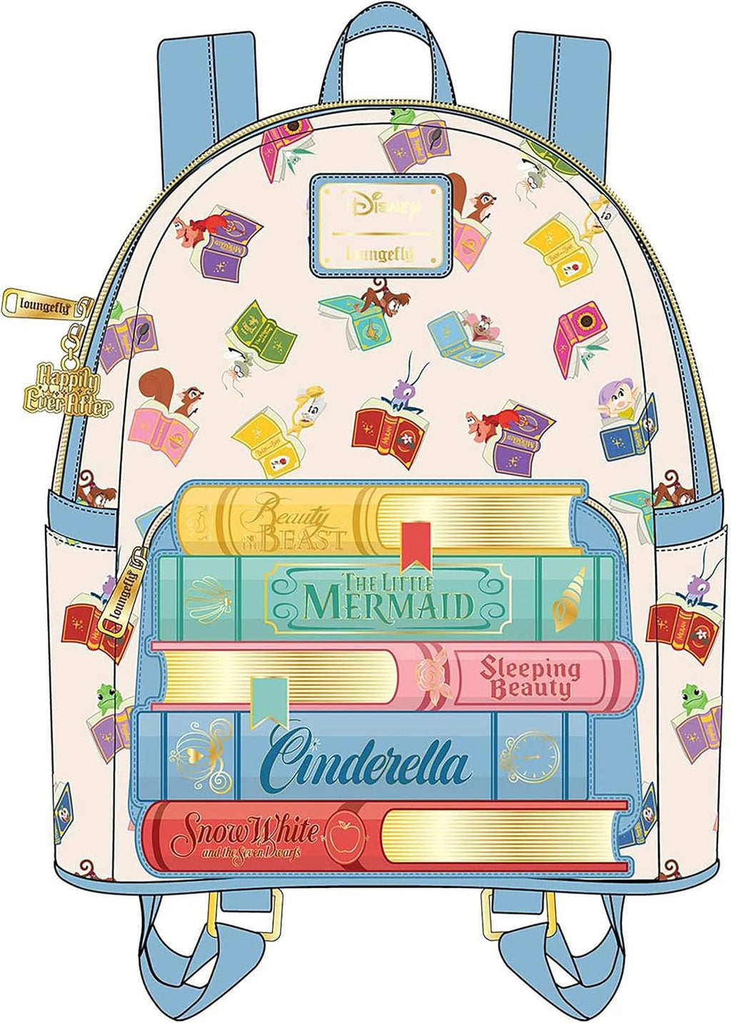 Loungefly Disney: Princess - Books Classics - Happily Ever After - Mini Backpack with Zipper Charm - Collectible Bags
