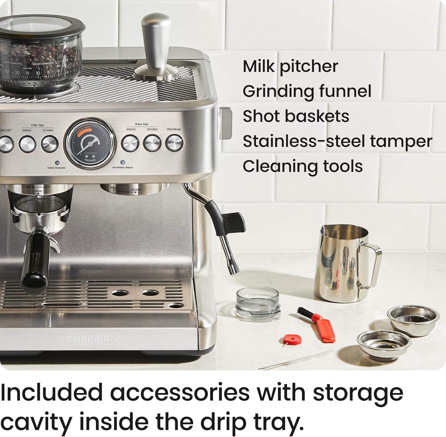 Chefman Crema Supreme 15 Bar Espresso Machine with Milk Frother