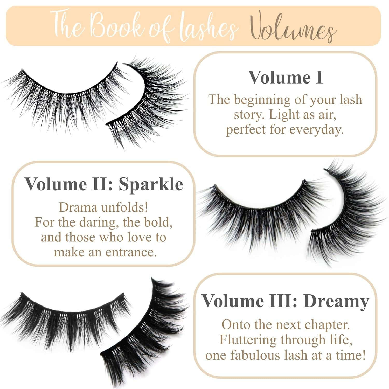 Volume 1 - (Reusable False Eyelashes) - (Cruelty Free) - (3 Pairs)