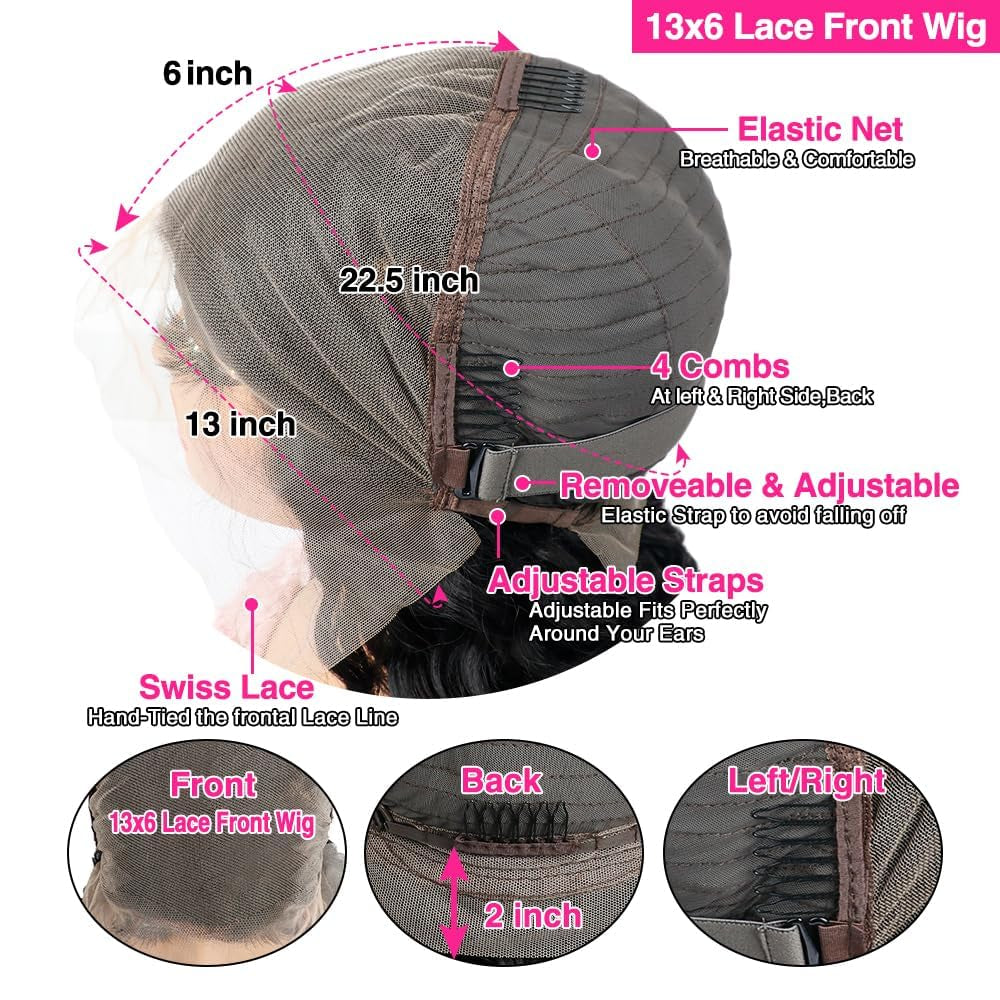 13X6 Curly Lace Front Wigs Human Hair Pre Plucked Brazilian Curly Wigs Human Hair for Women 200% Density 18 Inch