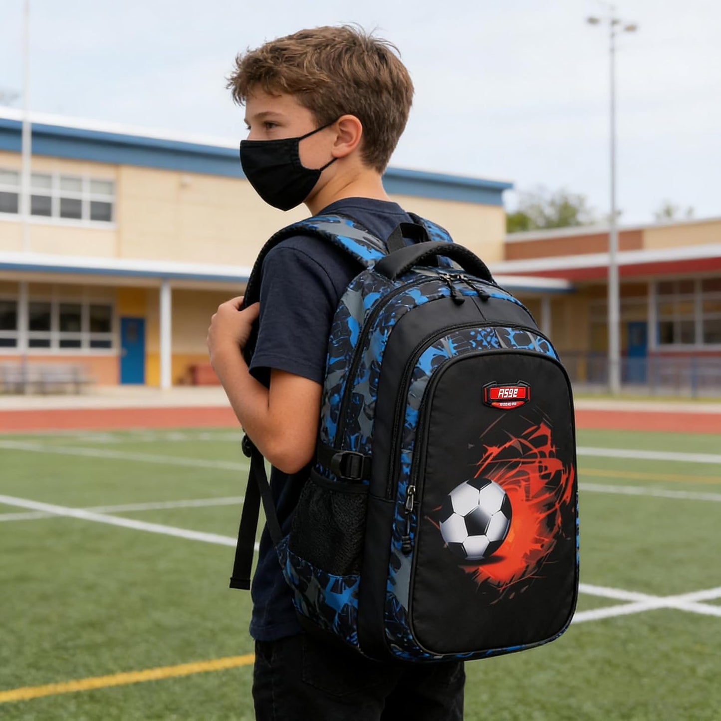 Backpack for School Boys Backpacks for Kids Camo Bookbag for Middle School Bags Waterproof Travel Back Pack (Blue)
