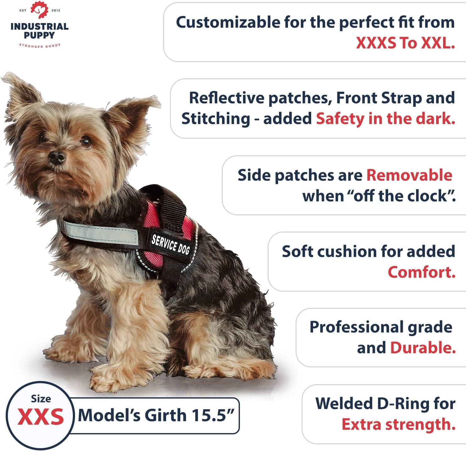 Service Dog Vest with Hook and Loop Straps & Matching Leash Set - Harnesses from XXS to XXL - Service Dog Harness Features Reflective Patch and Comfortable Mesh Design (Pink, XXS) | Durable & Adjustable Vest for Dog, Reflective Straps, Removable Patches, Matching Leash Set, Handle & D-Ring, Daily Use