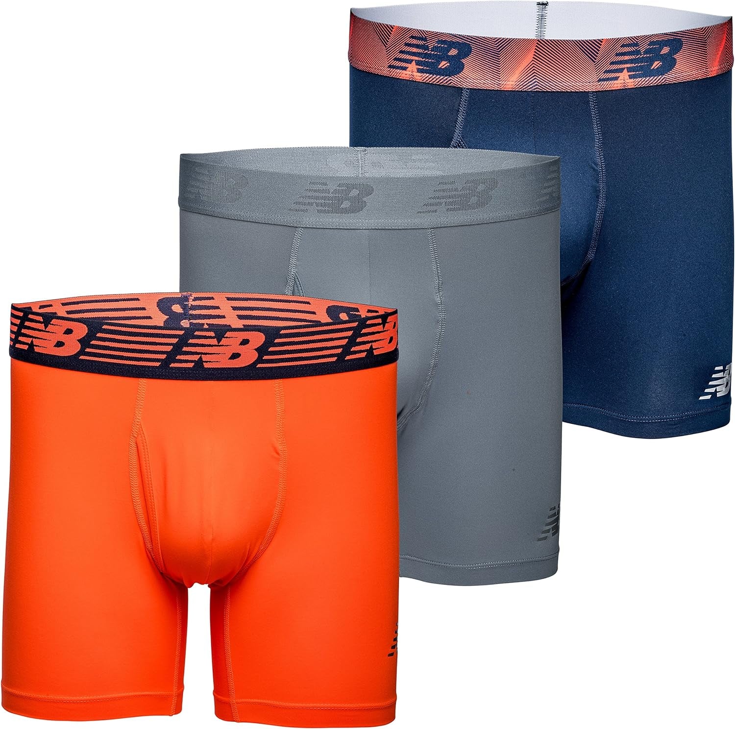 New Balance Men'S Performance Boxer Briefs with Fly, Breathable Stretch Underwear, Moisture Wicking, Soft Waistband (3 Pack)