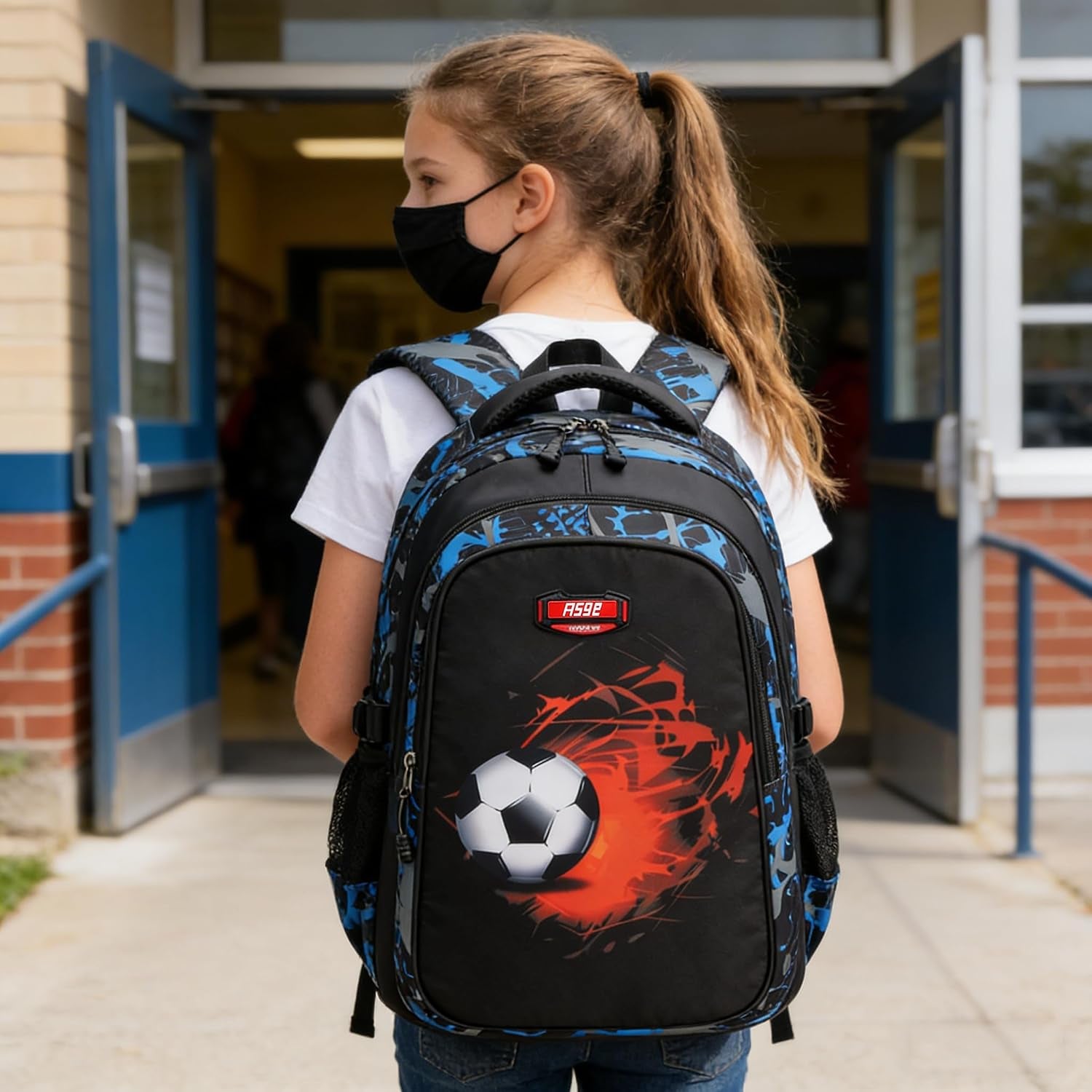 Backpack for School Boys Backpacks for Kids Camo Bookbag for Middle School Bags Waterproof Travel Back Pack (Blue)