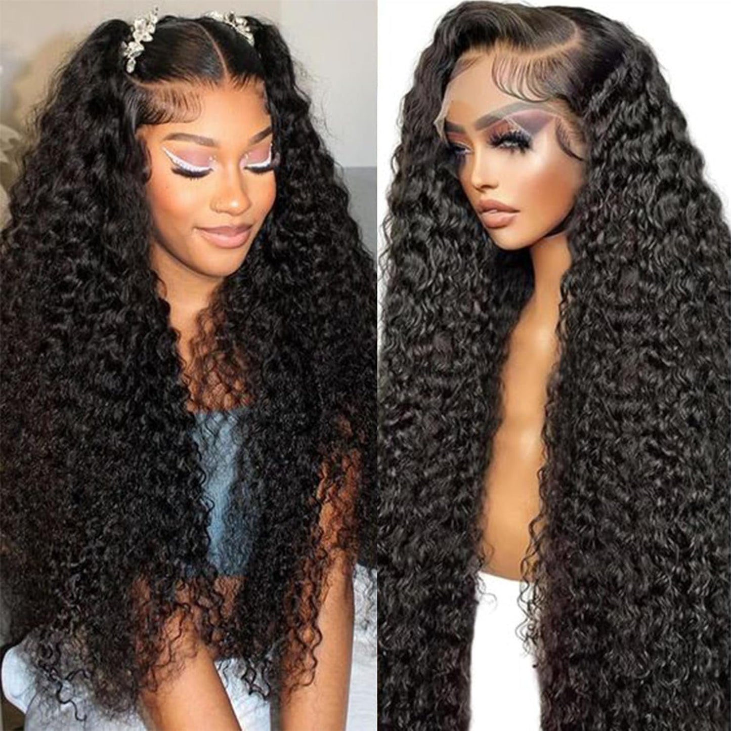 13X6 Curly Lace Front Wigs Human Hair Pre Plucked Brazilian Curly Wigs Human Hair for Women 200% Density 18 Inch